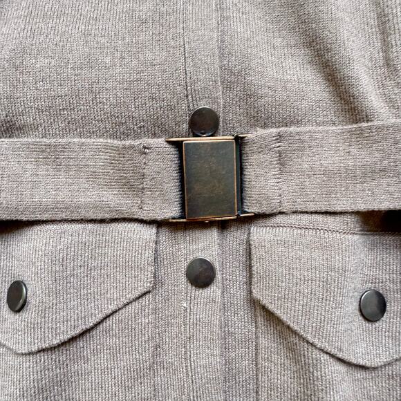 New York & Company Women’s XS Sweater Dress Brown V-Neck Belted Minimalist NWT - Picture 7 of 12